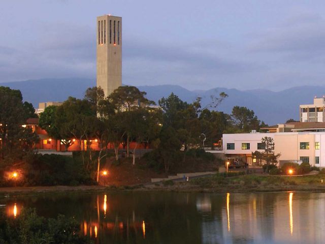 Storke Tower and UCSB Lagoon